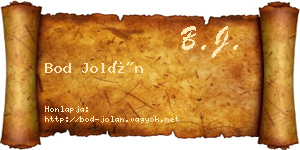 Bod Jolán névjegykártya